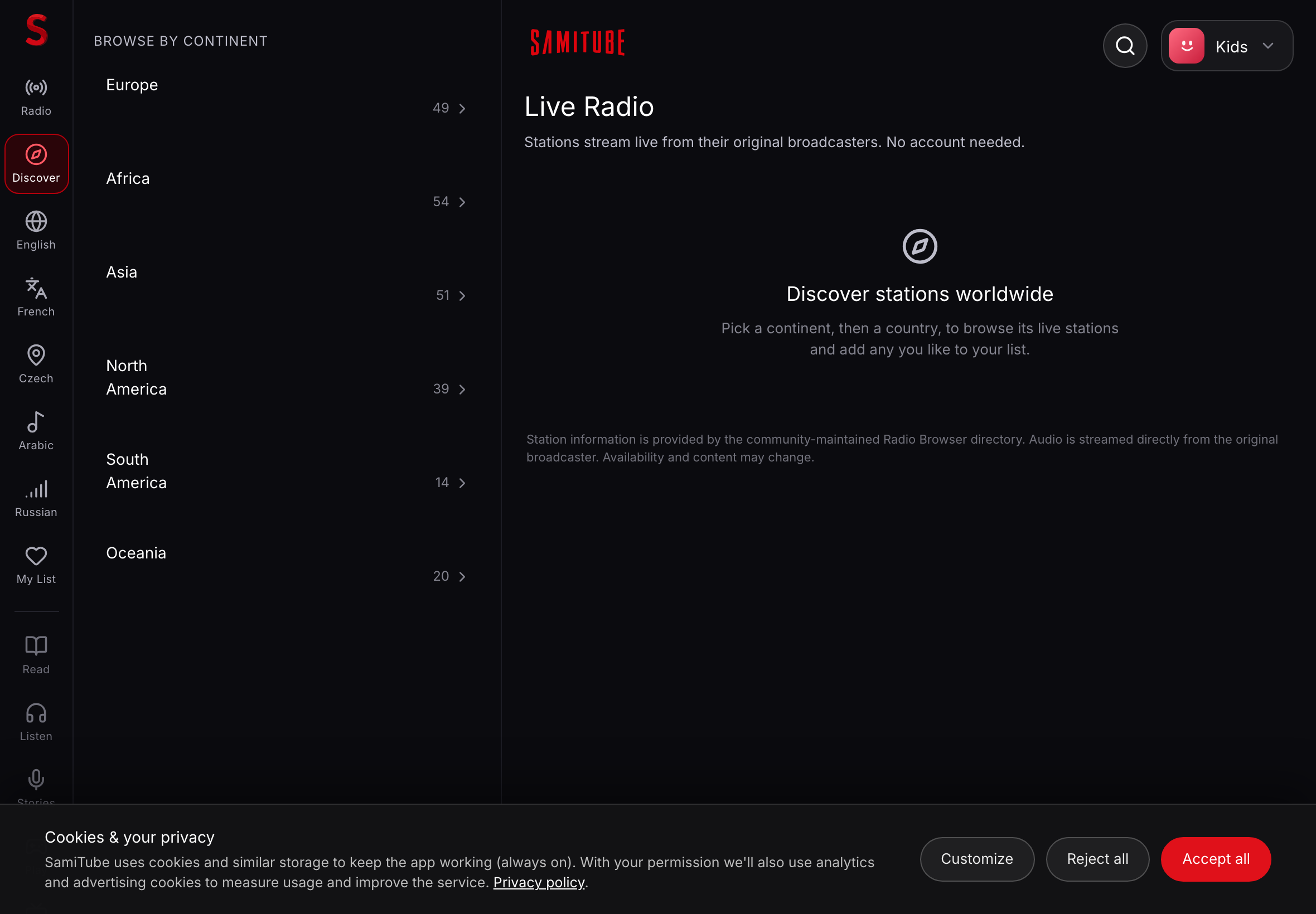 radio-continents screenshot