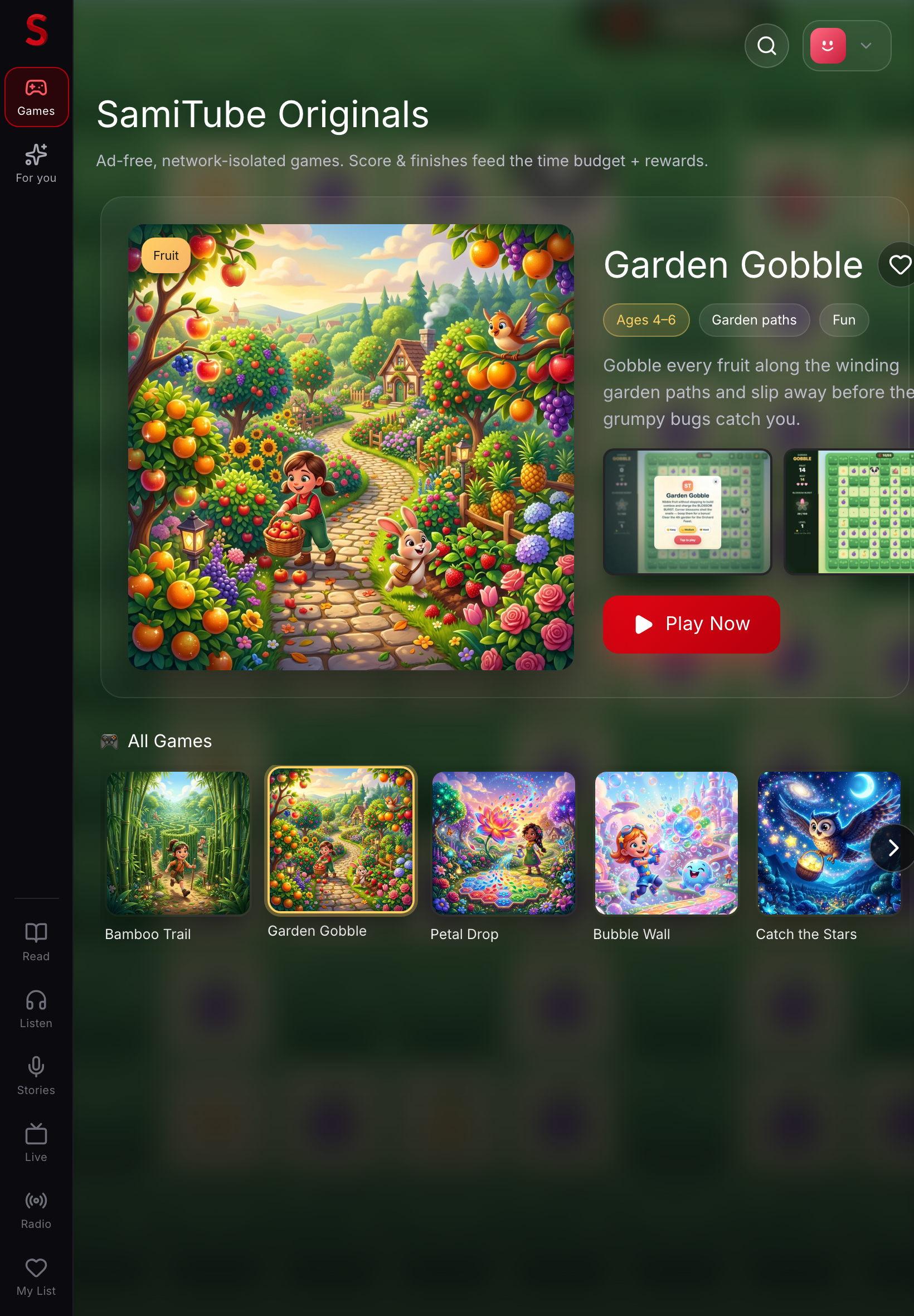 play-tile-focused screenshot