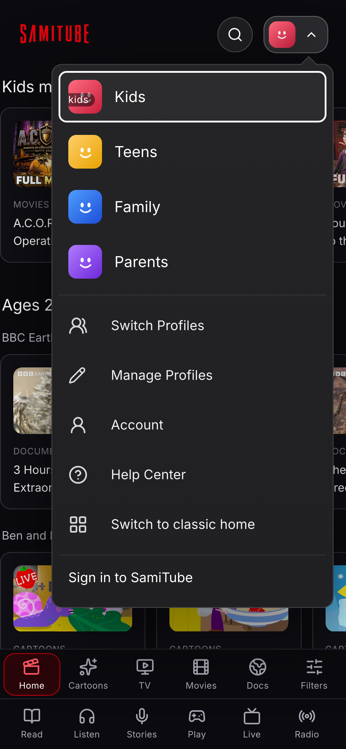 profile-switcher full page screenshot